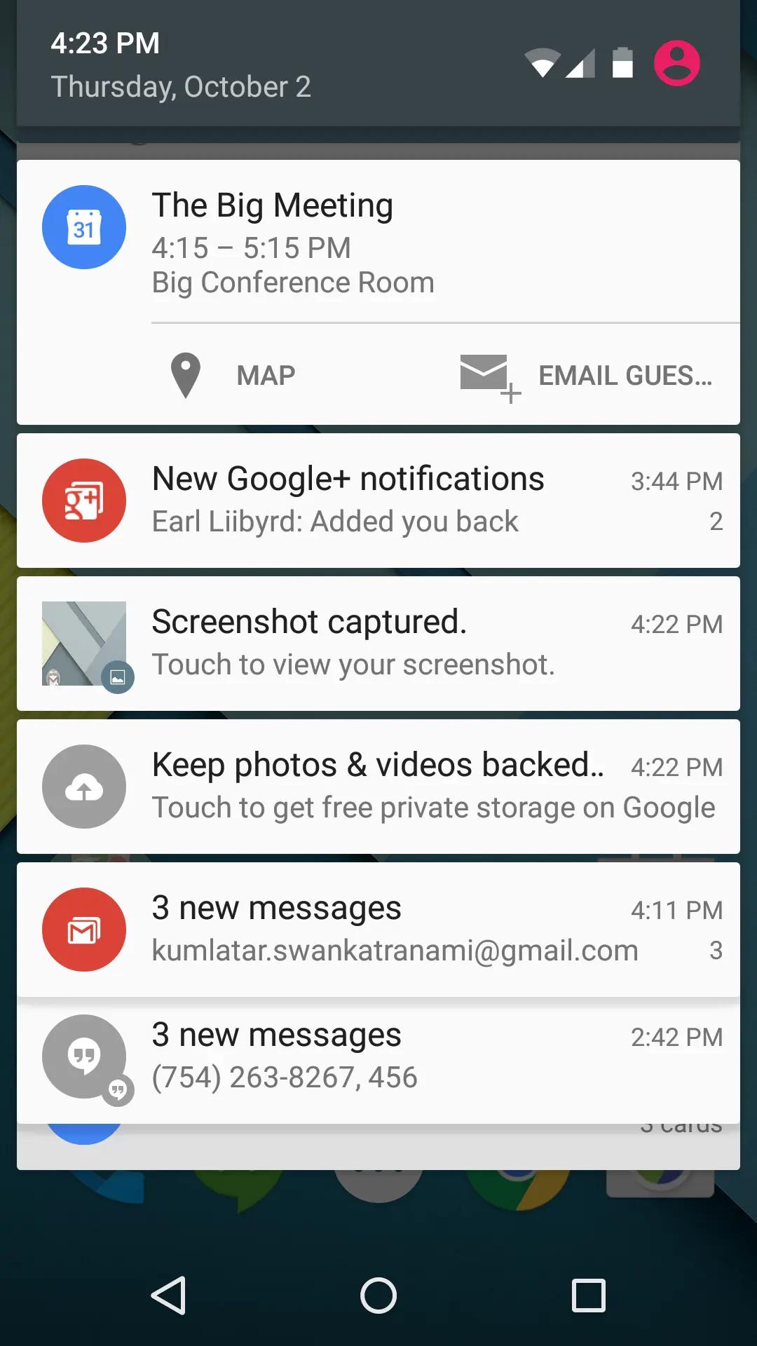 Figure 2 Notification in the notification drawer